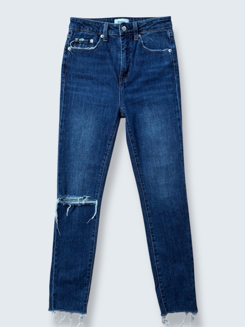 Pistola Cara High Rise Skinny Jeans Size 25 Distressed Raw Hem Essex Wash